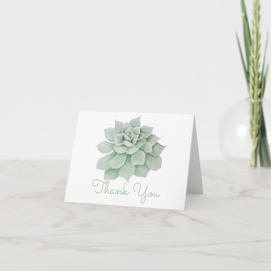 Merci floral Mint Vert Aquarelle Succulente (Devant)