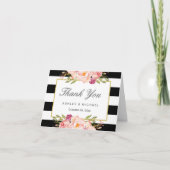 Merci floral moderne noir blanc rayures Classé (Devant)