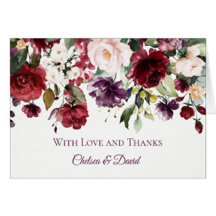 Merci floral pourpre et rouge foncé de mariage