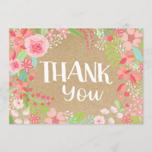 Merci floral rose lunatique de papier d'emballage