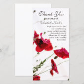 Merci floral rouge de sympathie des pavots | (Devant / Derrière)