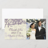 Merci Floral violet Cartes photos Mariages (Devant / Derrière)