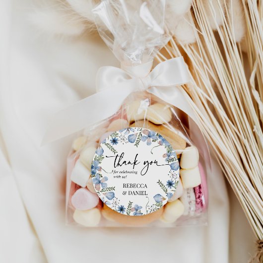 Merci Floral Violet Mariage Favor Sticker