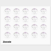Merci Floral Violet Mariage Favor Sticker (Feuille)