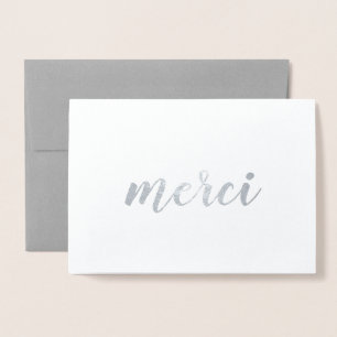 Merci Frans Bedankt Brushstroke Script Zilver Folie Kaarten