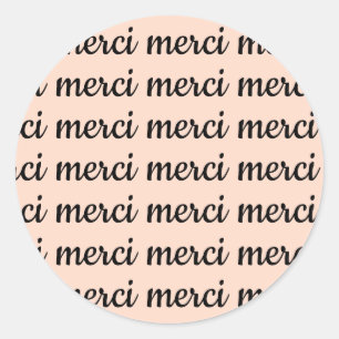 Merci Franse Bedankt Retro Roze Zwart Script Ronde Sticker
