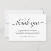 Merci Funérailles Merci Note Carte de deuil (Devant)