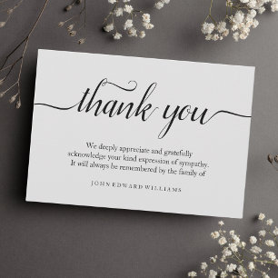 Merci Funérailles Merci Note Carte de deuil