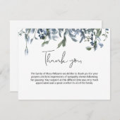 Merci funéraire bleu simple Floral (Devant / Derrière)