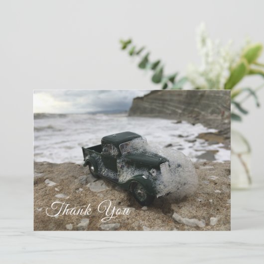 Merci funéraire carte commémorative avec mer et vo (Debout devant)