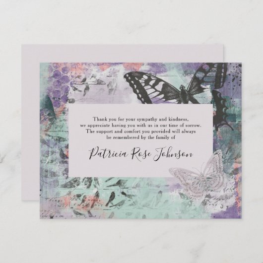 Merci funéraire créatif pour papillons (Devant / Derrière)