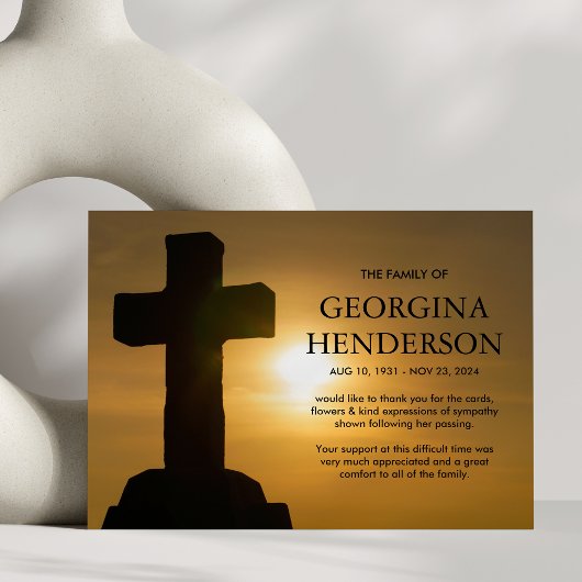 Merci funéraire | Croix sainte religieuse