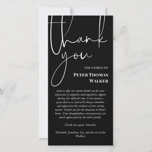 Merci funéraire de script blanc et photo (Devant)