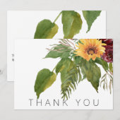 Merci funéraire de tournesol de l'aquarelle (Devant / Derrière)