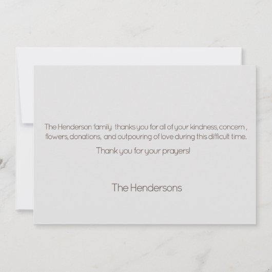 Merci funéraire de tournesol simple (Dos)