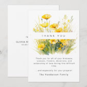 Merci funéraire des Fleurs sauvages jaunes de deui (Devant / Derrière)