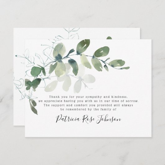 Merci funéraire d'Eucalyptus (Devant / Derrière)