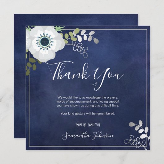 Merci funéraire Elégant Anémonique Floral Une phot (Devant / Derrière)