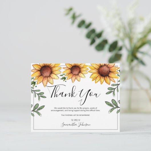 Merci funéraire Fleurs de soleil rustiques (Debout devant)