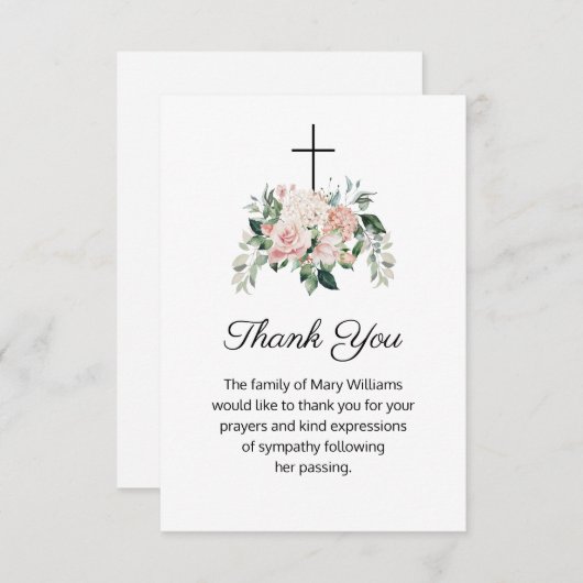 Merci funéraire floral chrétien religieux (Devant / Derrière)