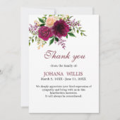 Merci Funéraire Floral Purple Carte Mémorial (Devant)