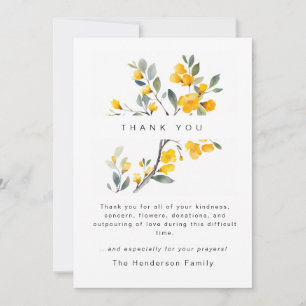 Merci funéraire jaune floral de Bereaval