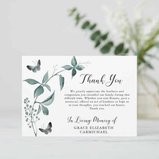 Merci funéraire Papillon Botanique Sage vert (Debout devant)
