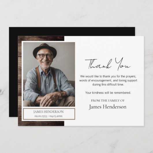 Merci funéraire Photo (Devant / Derrière)