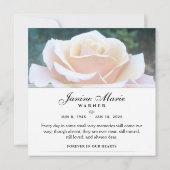 Merci funéraire Rose blanche Carré - Mots (Dos)