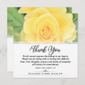 Merci funéraire Rose jaune Carré - Mots (Devant / Derrière)