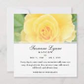 Merci funéraire Rose jaune Carré - Mots (Dos)