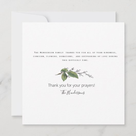 Merci funéraire simple à la main pour le feuillage (Dos)