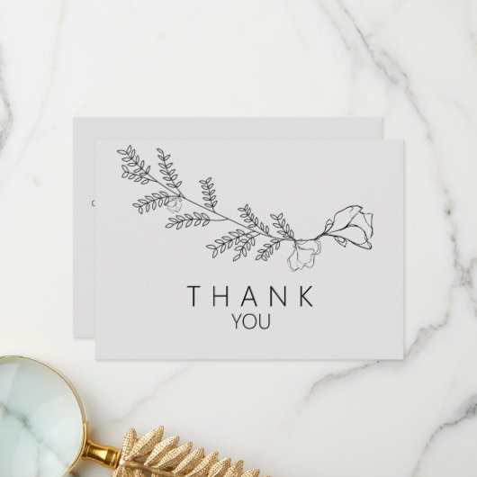 Merci funéraire simple à main à tige florale (Devant/Arrière en situation)