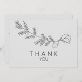 Merci funéraire simple à main à tige florale (Devant / Derrière)