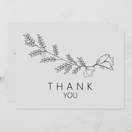 Merci funéraire simple à main à tige florale (Devant / Derrière)