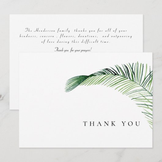 Merci funéraire simple de feuillage tropical (Devant / Derrière)