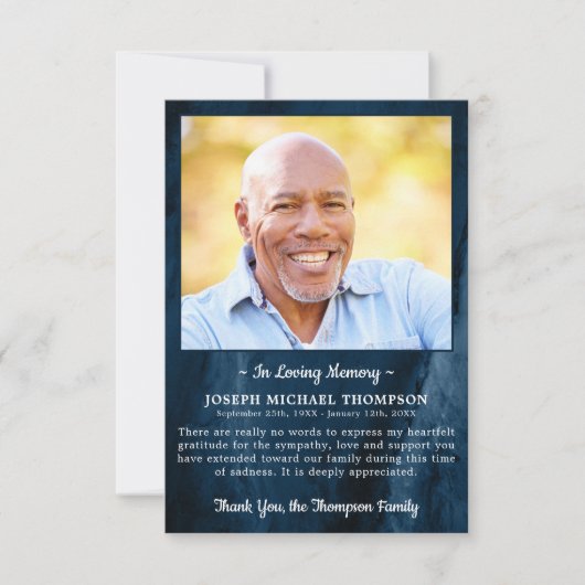 Merci funéraire Sympathie Marbre bleu (Devant)