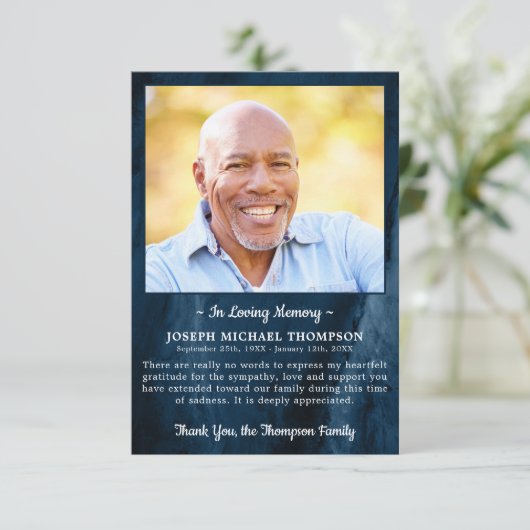 Merci funéraire Sympathie Marbre bleu (Debout devant)