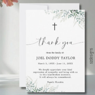 Merci Funéraire Verdure Sympathie Carte Grief