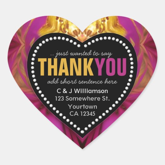 Merci funky Abstrait Black+White Coeur Sticker (Devant)