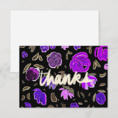 Merci Gold et Rose Embossed Carte de remerciements (Devant / Derrière)