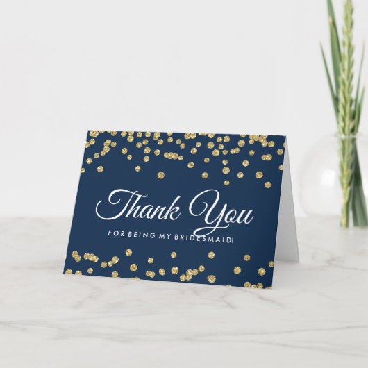 Merci Gold Faux Parties scintillant Confetti Navy (Devant)