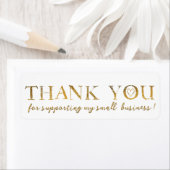 Merci Gold Hearts Faux Gold Foil Merci Étiquette (En situation)