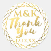 Merci Gold Monogramme Mariage Favor Sticker (Devant)