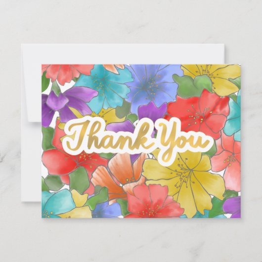 Merci Gold Script Aquarelle moderne Floral (Devant)