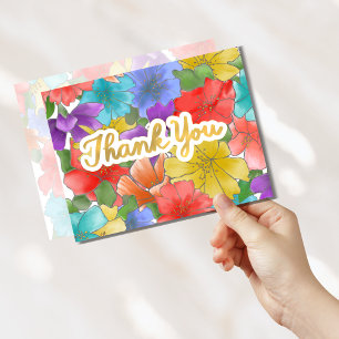 Merci Gold Script Aquarelle moderne Floral