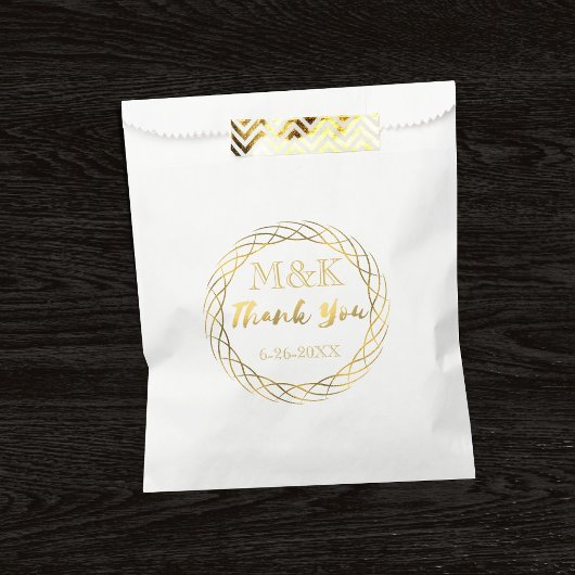 Merci Gold Wreath Monogramme Mariage Faveur Sacs