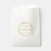 Merci Gold Wreath Monogramme Mariage Faveur Sacs (Devant)