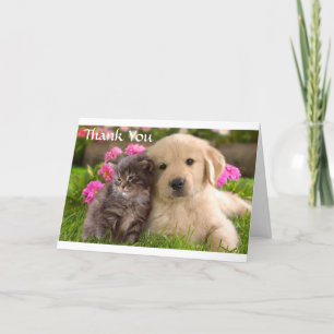 Merci Golden Retriever Puppy & Kitten Card