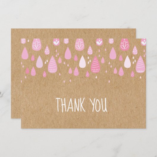 Merci Gouttes de Pluie Roses Rustique Kraft (Devant / Derrière)